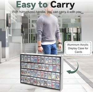 High Grade Aluminum Trading <b>Card</b> Display Cabinet with Locks Portable Tabletop Showcase for Collectible Graded <b>Cards</b> - Product Image 5