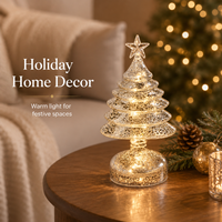 Grand sapin de Noël en verre de luxe avec lumières LED blanc chaud, base légère, utilisation intérieure, écologique, réaliste, haut de gamme