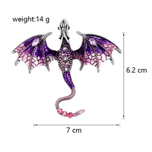 Creative Enamel Dripping Oil Animal Brooch with Cubic Zirconia Funky Dragon Brooches Pin Badge Jewelry for Women