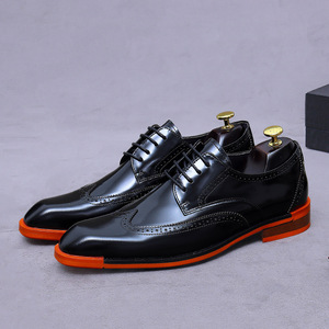 Chaussures de mariage et de cérémonie pour hommes, en cuir italien de luxe, fabriquées à la main, de couleur noire, nouveau design. - Product Image 5
