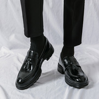 Zapatos Casuales de Negocios para Hombre, Nuevos, Estilo Brogue, Transpirables, de Cuero, con Borlas, Mocasines Sin Cordones, Cómodos, Duraderos, para Uso Diario en la Oficina