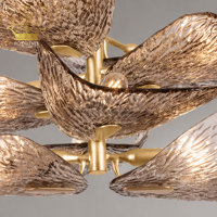 Lustre en verre texturé de luxe moderne, luminaire suspendu artistique doré pour hôtel, villa, restaurant