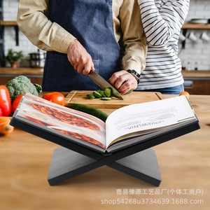 Support de livres en bois massif, porte-revues pour la cuisine, support de livre de recettes, organisateur de rangement durable, présentoir - Product Image 1