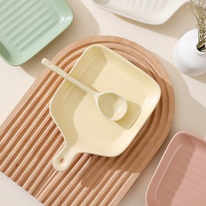 <b>Ceramic</b> Baking Tray Square With Handle Oven Safe For Home Use Breakfast Salad - Product Image 4