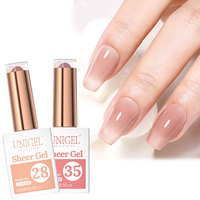 Pour Unigel Private Label Nude Rose Translucide UV Gel Polish Set Ice Jelly Semi-Permanent Sheer Nude Wholesale