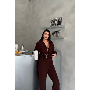 Conjunto Deportivo Personalizado Color Marrón, Resistente al Viento y Transpirable con Estampado por Sublimación para Correr en Invierno, Talla Grande - Talla XL - Product Image 2