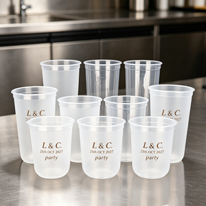 แก้วพลาสติกใสแบบใช้แล้วทิ้งขนาด 16oz 8oz 12oz สำหรับกาแฟ พร้อมฝา กระดาษเช็ดปาก และหลอด สามารถพิมพ์โลโก้ตามสั่งได้ - Product Image 1