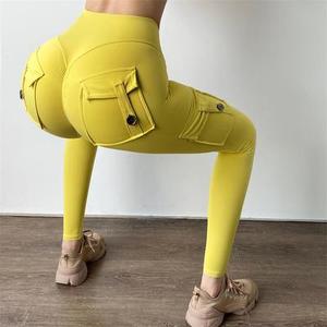 Pantaloni Cargo stile militare Legging Pocket Patchwork vita alta Cross <span class=keywords><strong>Fitness</strong></span> Running Leggings pantaloni da allenamento femminili - Product Image 1