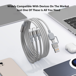 Cable de Carga Rápida de 1.2M, 3 en <span class=keywords><strong>2</strong></span>, con Trenzado de Nailon, Transferencia de Datos, 100W, Múltiples Puertos <span class=keywords><strong>USB</strong></span> <span class=keywords><strong>A</strong></span>, Lightning y Tipo C para Teléfono/Android - Product Image 1