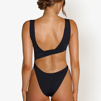 Maillot de bain blanc uni une pièce col en V maillots de bain femmes évider Bikini coupe haute baigneurs maillot de bain