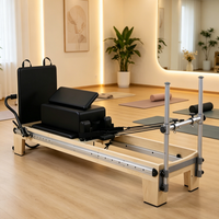 Reformer de Pilates en bois d'érable de qualité supérieure avec barre de pieds coulissante pour équipement de gym à domicile, entraînement de la force et de la flexibilité du tronc