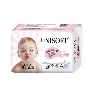 Unisoft-pañal orgánico desechable para bebé, buena absorción, pantalones, fabricante de bebé en Quanzhou