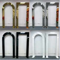 Arche de mariage de luxe en métal doré français, lot de 3, double cadre, support de toile de fond pour événements, 260 cm de haut, prêt à être expédié