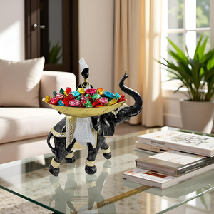 Bandeja <span class=keywords><strong>de</strong></span> Resina con Diseño <span class=keywords><strong>de</strong></span> Elefante y León Estilo Africano, Adorno Rústico para Decoración del Hogar, Almacenamiento <span class=keywords><strong>de</strong></span> Llaves - Product Image 2
