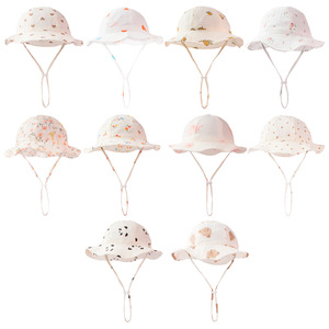 어린이 순면 버킷 햇 인 새로운 태양 방지 통기성 아기 어부 모자 단색 편안한 아기 태양 모자 - Product Image 1