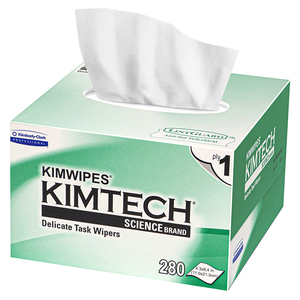 Boîte de 280 lingettes en papier sans poussière KIMTECH pour le nettoyage des fibres optiques FTTH, nettoyant pour fibres optiques - Product Image 1