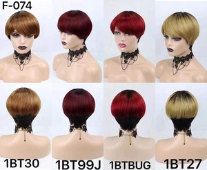 Perruque Naturel Pixie <strong>Cut</strong> <strong>Wig</strong> Human Hair Curly Bob Short Machine Made Pixie <strong>Cut</strong> <strong>Wig</strong> Bleached Knots Frontal Lace <strong>Wig</strong> With Bangs - Product Image 3
