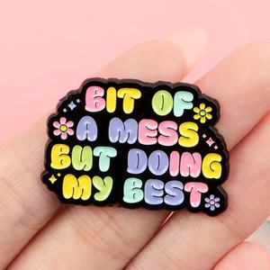Broche de graduation pyramide avec citation mignonne, badge en métal lettre dessin animé, nickel noir, accessoires vestimentaires tendance - Product Image 2