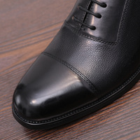Chaussures Oxford de mariage pour hommes en cuir véritable à bout pointu, grainé, à lacets, pour cérémonie, occasions professionnelles et habillées