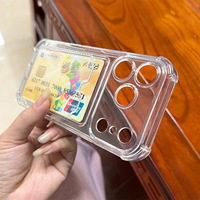 Étui de téléphone transparent anti-chute en TPU avec porte-cartes et coque arrière transparente pour iPhone 18 17 16 Pro Max 15 14 13 12 11 Xs Xr Max