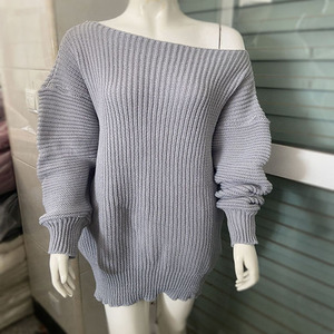 Pull blanc décontracté à <span class=keywords><strong>col</strong></span> <span class=keywords><strong>bateau</strong></span> ample pour femme, couleur unie, Mini pull tricoté à une épaule, automne, nouvelle collection - Product Image 6