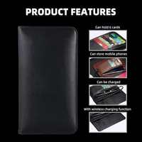 Vente flash Banque d'alimentation portable 6000mah Portefeuille Chargeur rapide Chargeur sans fil Portefeuille en cuir PU Banque d'alimentation pour femmes et hommes