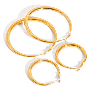 Aros Redondos de Oro de 14K, Acero Inoxidable, Diseño Clásico, Uso Diario, Unisex - Product Image 5