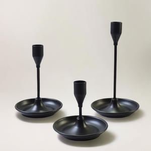 LANJO – Lot de 3 chandeliers de luxe en fer sans gouttelettes, faits à la main, noirs, durables et incassables, hauteur 13-23 cm, pour mariages et fêtes - Product Image 1