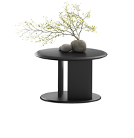 Ensemble de tables en MDF avec placage en chêne noir à grain apparent, table à thé rustique de forme ovale, table basse de luxe légère pour le bureau