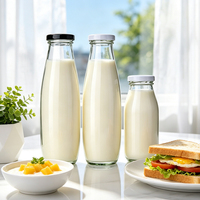 Bouteille en verre personnalisée par le fabricant, 250 ml, 300 ml, 500 ml, pour boissons, jus, café froid, lait, avec bouchon