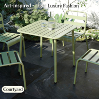 Ensemble table et chaises de patio extérieur design nordique - Ensemble de salle à manger moderne minimaliste en fer forgé, résistant aux UV et imperméable, pour villa