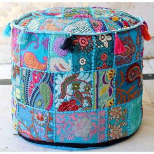 Indian Handmade Multi-Colour Patchwork <b>Pouf</b> Cover Cotton Floor Pillow for Customize Size Available Wholesale Price - Product Image 6