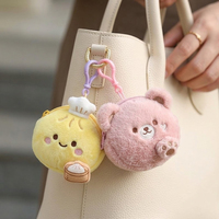 Porte-monnaie en peluche personnalisé avec logo, motif chat de dessin animé, mini sac porte-clés, breloque, rangement pour écouteurs, cadeau pour filles et enfants