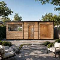 Cabine de sauna en bois massif avec bain spa, panneau de commande informatisé, chauffage électrique, pour villa et hôtel