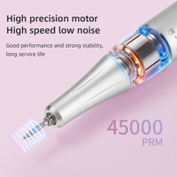 Perceuse à ongles électrique sans fil professionnelle rechargeable haute puissance 45000 tr/min avec brosse à diamant pour usage en salon