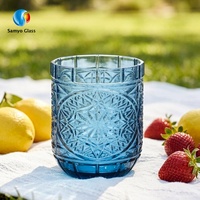 Pabrik OEM Samyo Menyediakan Grosir Gelas Highball Bermotif Retro Warna Solid Berembos untuk Air dan Minuman Panjang