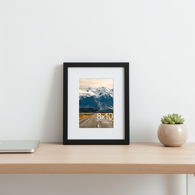 8x10 Inch Explosions Solid Handmade Customizable Size Rectangle Photo Frame with White Mat for Wall Hanging and Tabletop Display