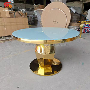 SMOOTH Custom Circle Glass Stainless Steel <b>Table</b> Wedding Banquet Hall Decoration Events Party <b>Table</b> - Product Image 1