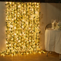 Guirlande lumineuse artificielle en forme de feuilles vertes et de fleurs, guirlande lumineuse féerique à piles, guirlande lumineuse pour arbre de Noël, décoration de mariage et de maison