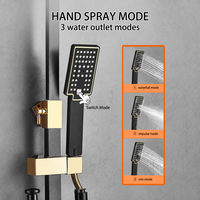 Ensemble de douche mural de luxe OEM noir et or 4 fonctions avec mitigeur pour salle de bain