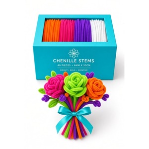 Tiges de haute qualité, 40 pièces, 6 mm x 30 cm, nettoyeurs de tuyaux colorés et brillants pour la création de bouquets de fleurs DIY - Product Image 5