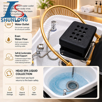 Lit de lavage et de massage en cuir blanc, de luxe, moderne, électrique, avec fonctions spa capillaire et éclairage
