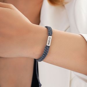 Custom Unisex Gold Plated Nylon <b>Rope</b> <b>Bracelet</b> DIY personalized engraving Classic ID <b>Bracelet</b> - Product Image 5
