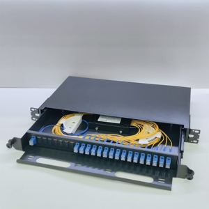 1U 19-Inch Rack-Mount PLC <b>Splitter</b> Chassis with Built-in 1x16 SC/UPC Cassette, Slide-Out Tray - Product Image 5