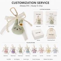Porte-clés Lapin en Peluche Mignon Fait Main avec Nœud, Breloque pour Sac, Voiture, Clés, Sac à Dos