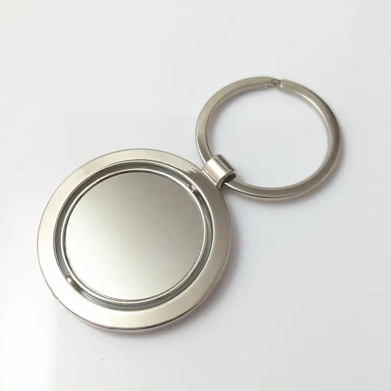 Factory Round Shape Rotatable Keyring Car Keys Holder Blank Laser Engravable Zinc Alloy Metal Keychain