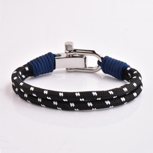 <span class=keywords><strong>Bracelet</strong></span> Viking en acier inoxydable avec cordon en nylon noir personnalisé mode et bon marché - Product Image 2