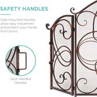 Écran de cheminée numérique décoratif en métal forgé personnalisé de haute qualité à 3 panneaux, accessoires de cheminée