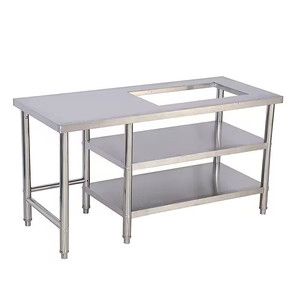Mesa De Trabalho De Aço Inoxidável Top Fogão A Gás Cozinha Bancada Dupla 2 Três Tanque De Gás De 3 Camadas Pode Ser Colocado Nas Mesas Inferiores - Product Image 2