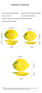 Juego de Vajilla de Cerámica con Diseño de Limón, Plato para Pastel con Forma de Limón, Plato de Cerámica Amarillo Encantador para Aperitivos, Postres y Ensaladas - Product Image 6